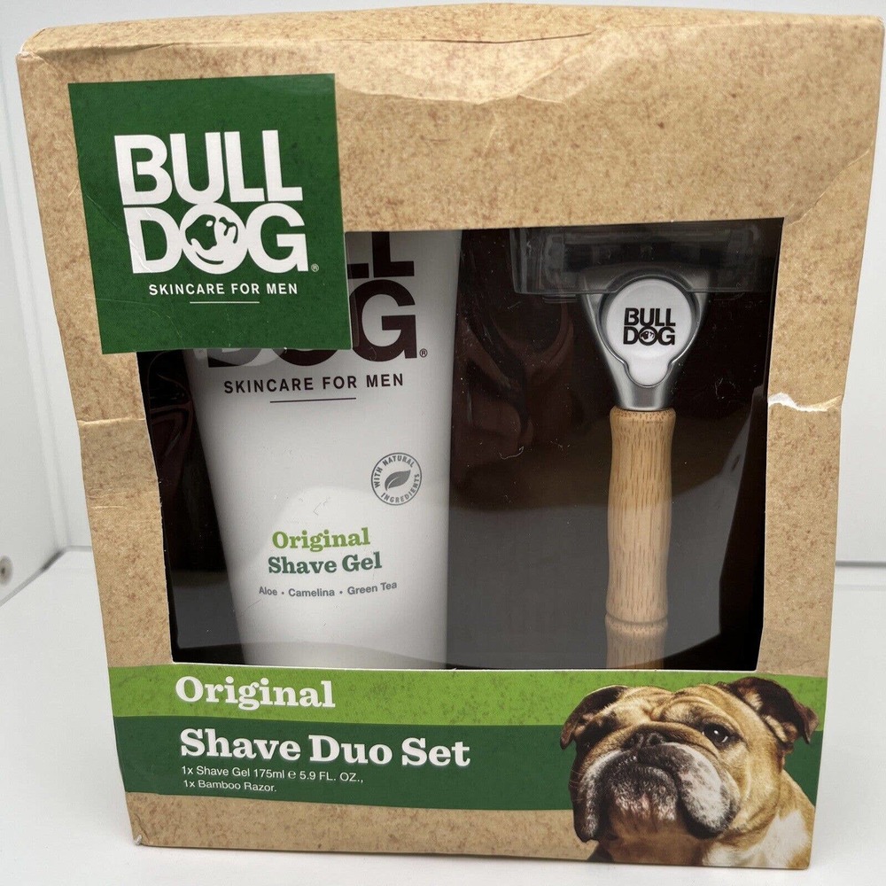 BullDog Skincare For Men Original Shave Duo Set Bamboo Razor + Shave Gel 5.9 oz.